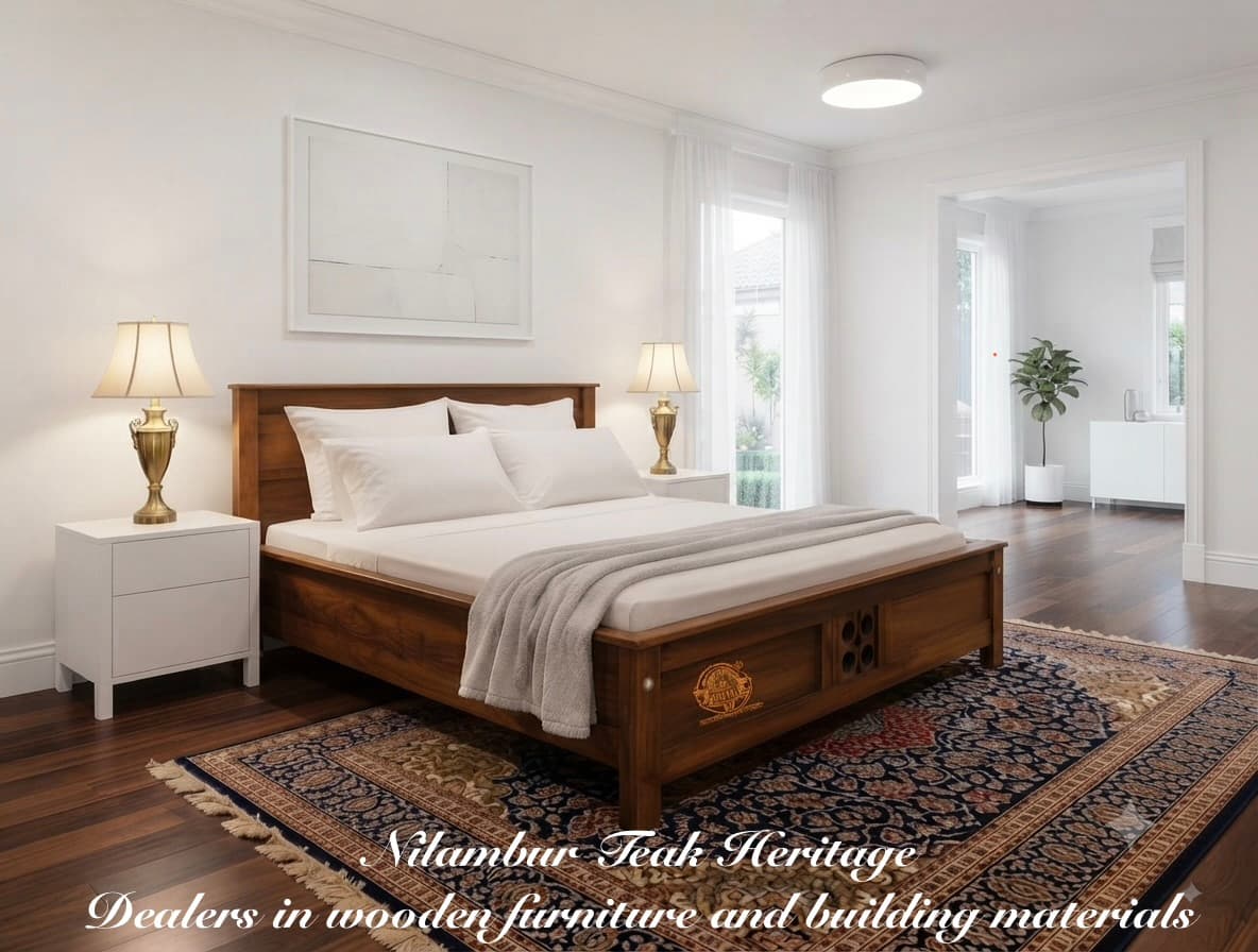 Zenith Solid Wood Cot with Four-Square Cut-Out Footboard