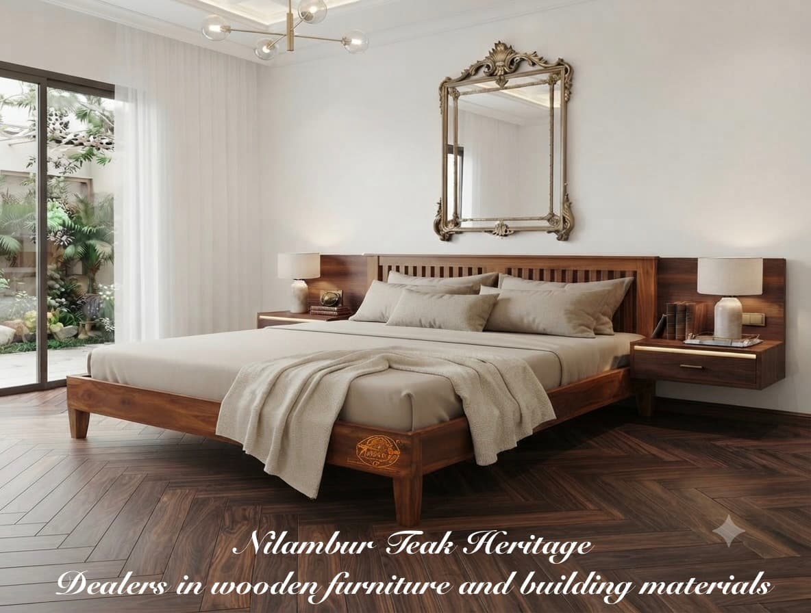 Vanguard Slatted Solid Wood Cot with Extended Backlit Headboard