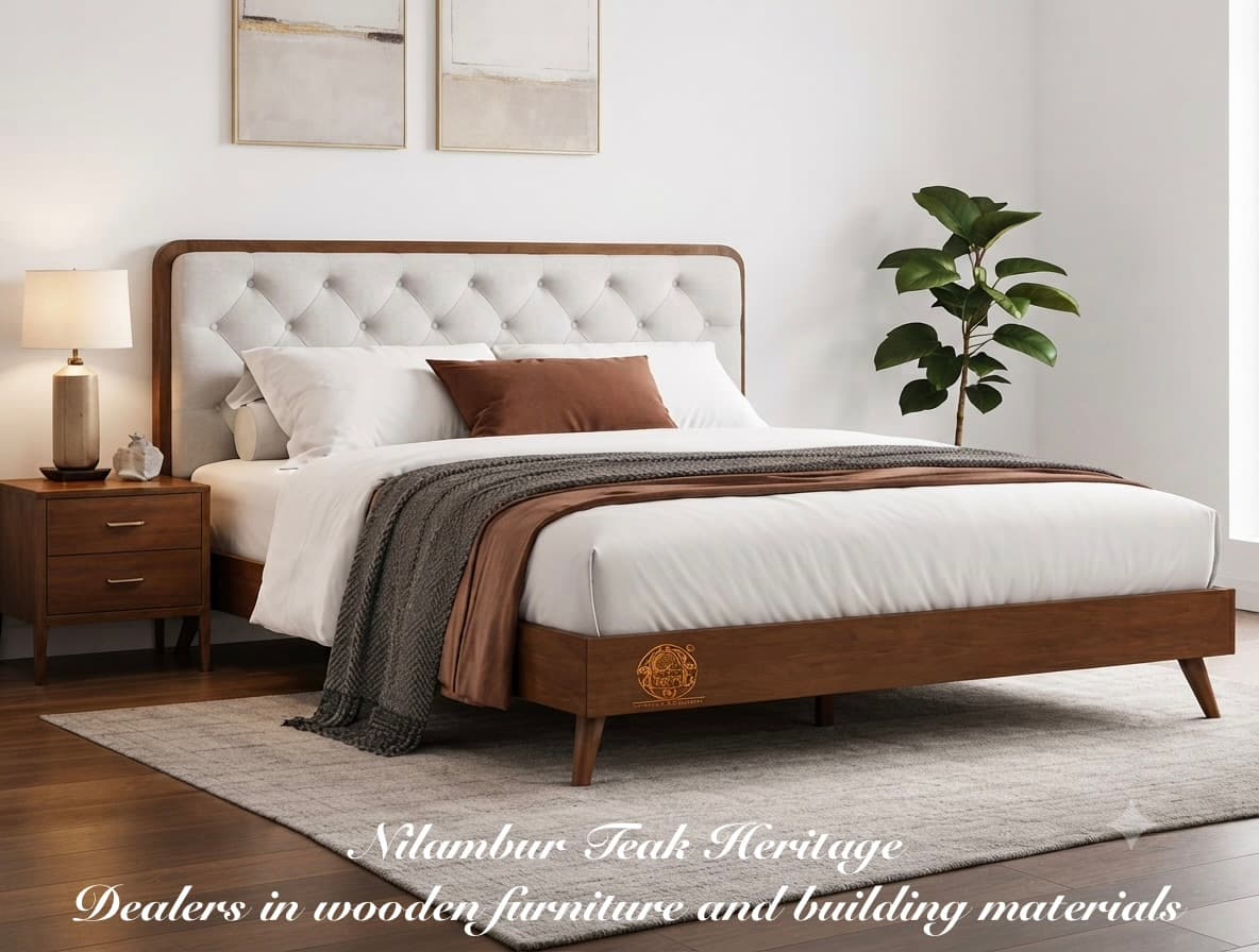 Tufted Upholstered Solid Wood Cot with Rounded Frame