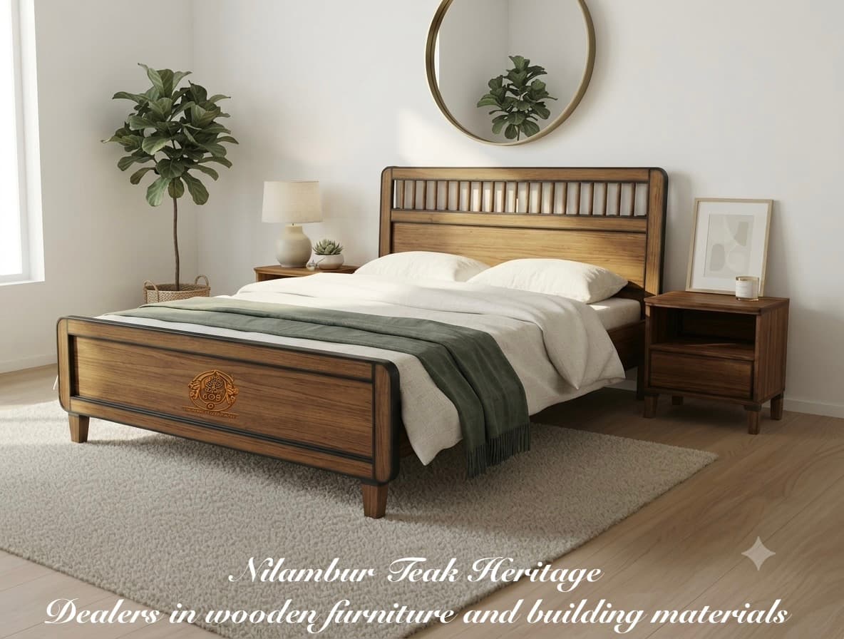 Modern Spindle-Top Solid Wood Cot with Contrast Trim