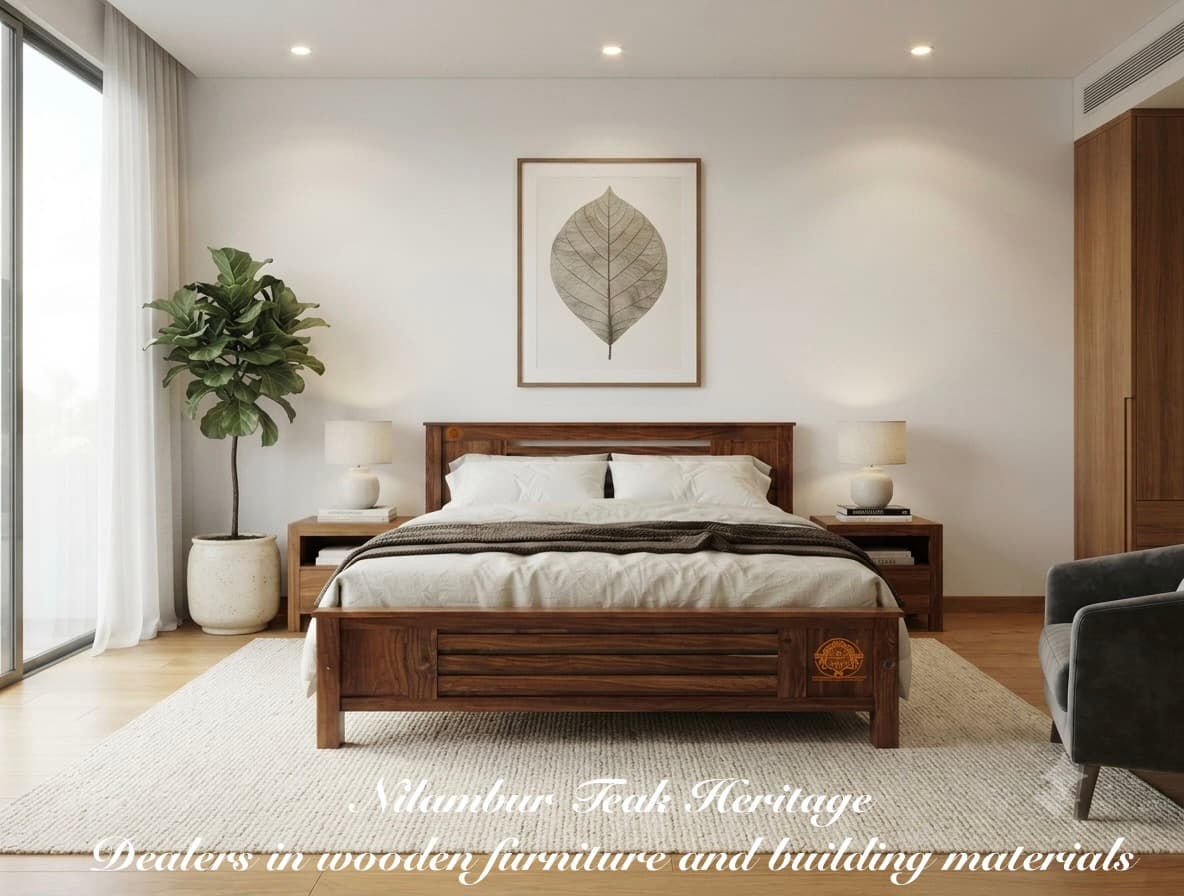 Modern Horizontal Slatted Solid Wood Cot with Footboard