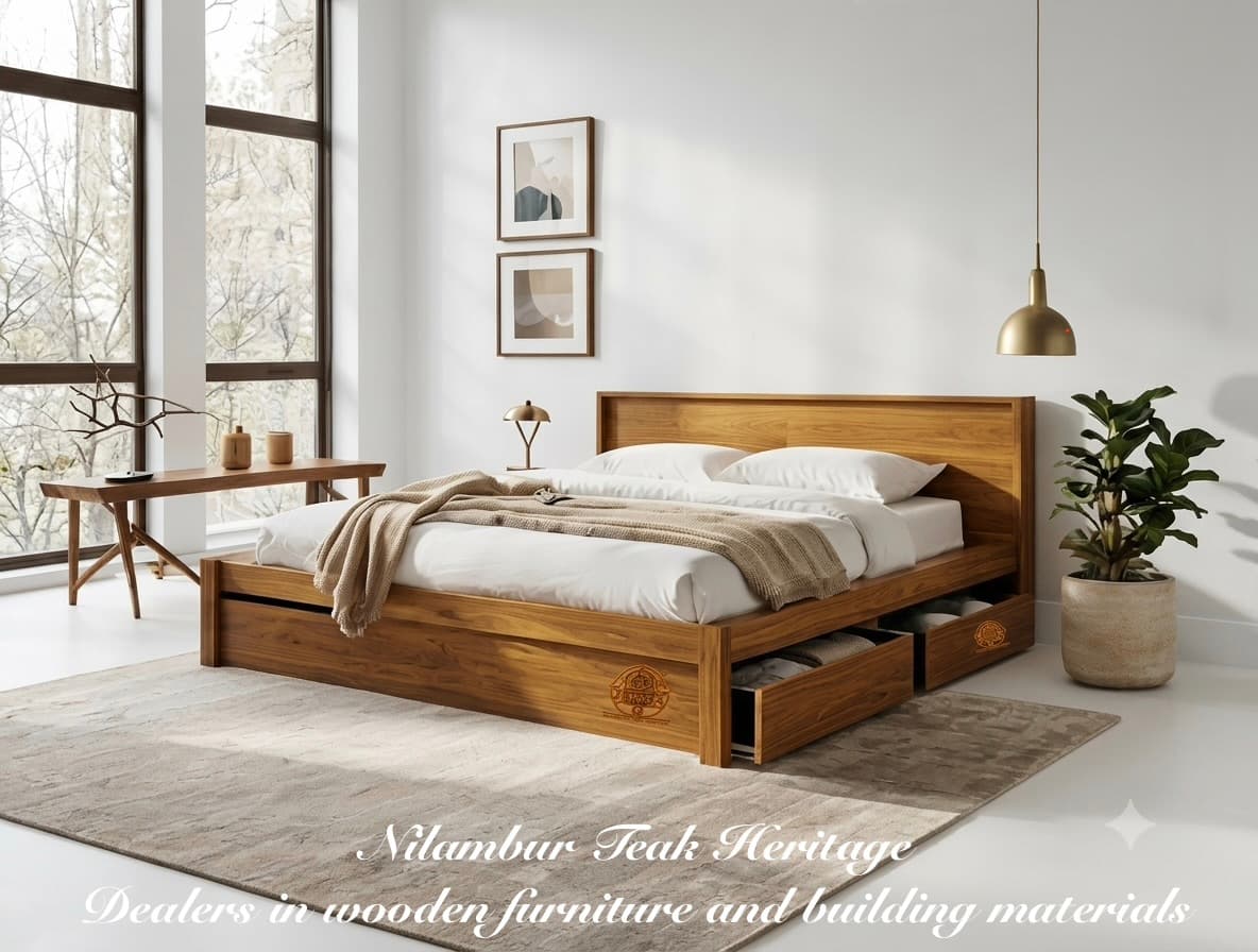 Modern Minimalist Solid Wood Platform Cot with Under-Bed Storage