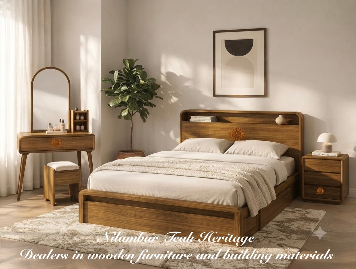 Curved-Edge Ledge Headboard Solid Wood Storage Cot