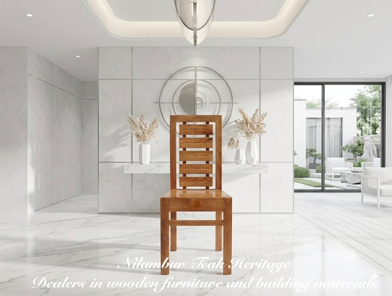 Layered-Slat High-Back Dining Chair
