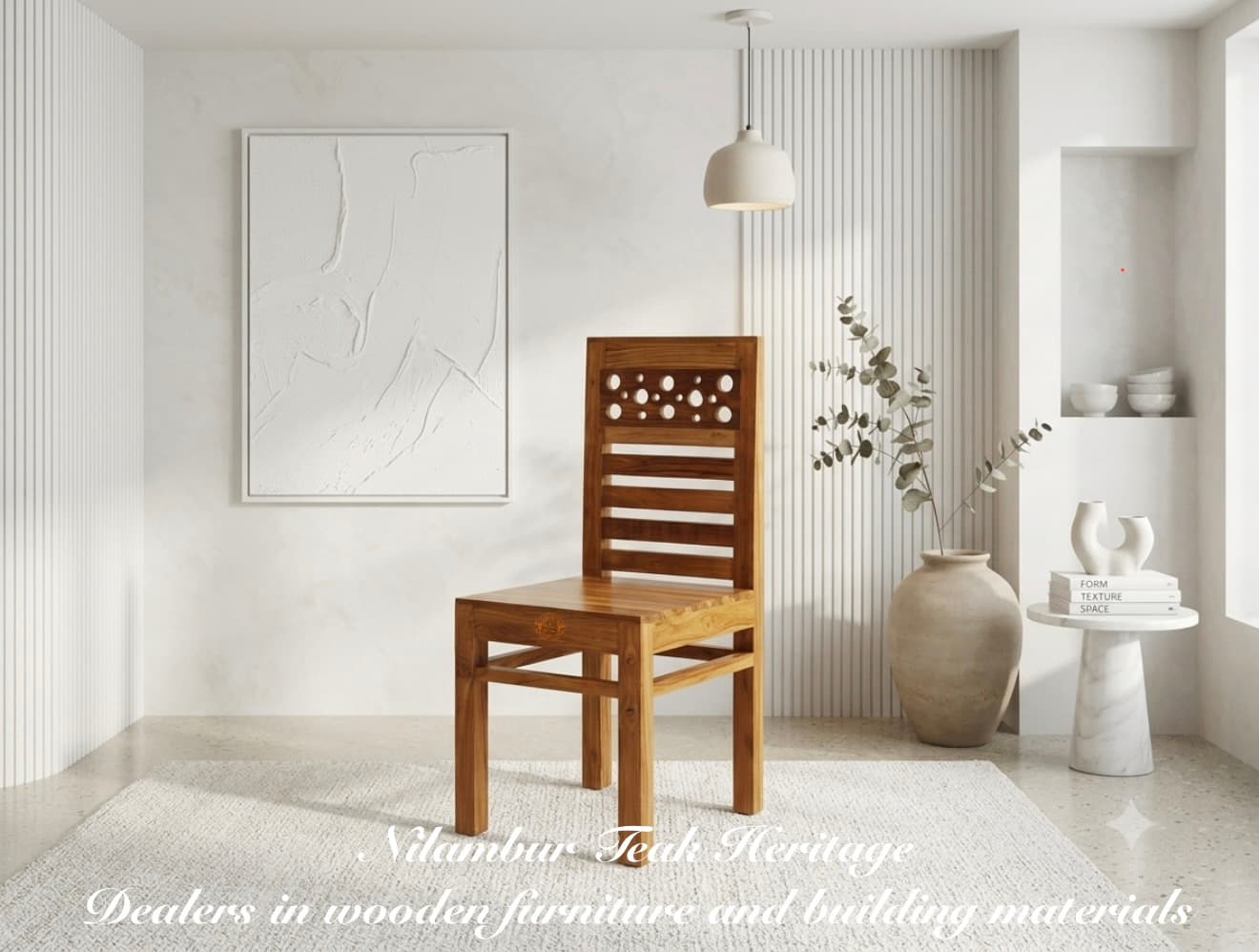 Perforated Top-Panel Solid Wood Dining Chair, MPN-CH11