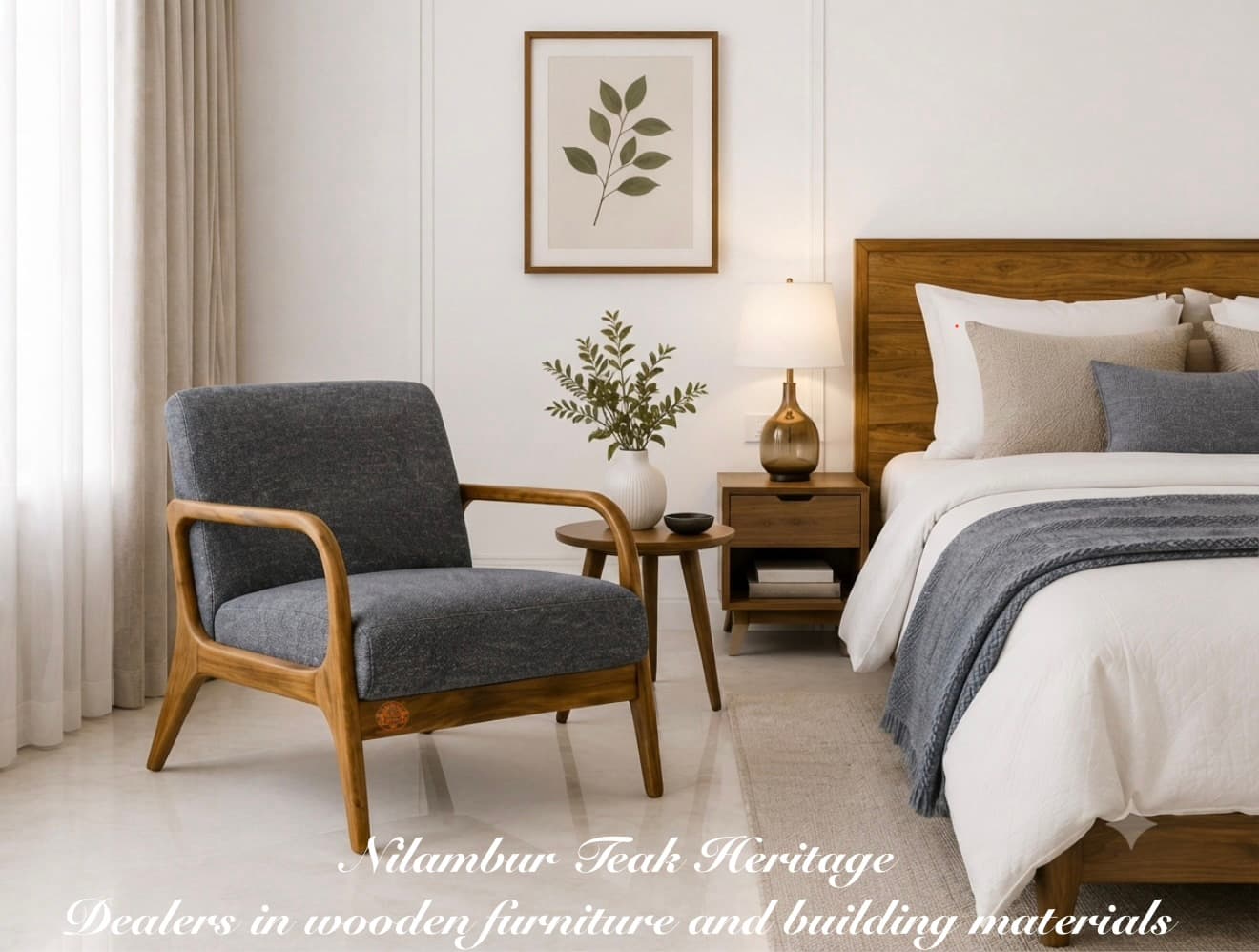 Charcoal-Grey Upholstered Bedroom Armchair, MPN-CHP08