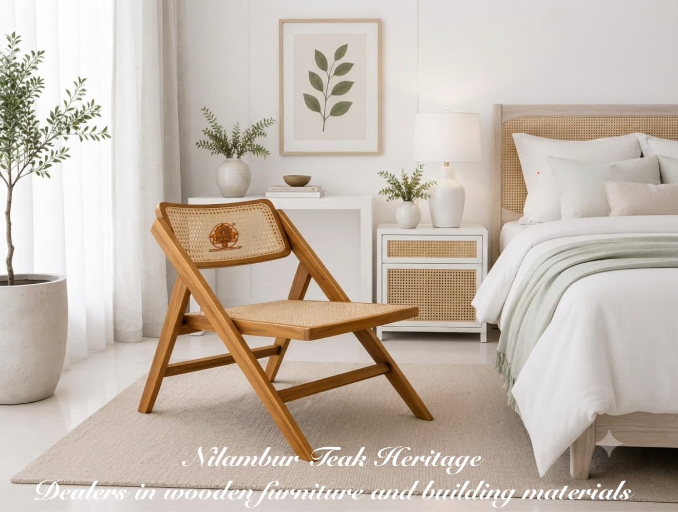 Cane-Webbed Folding Bedroom Lounge Chair, MPN-CHP11