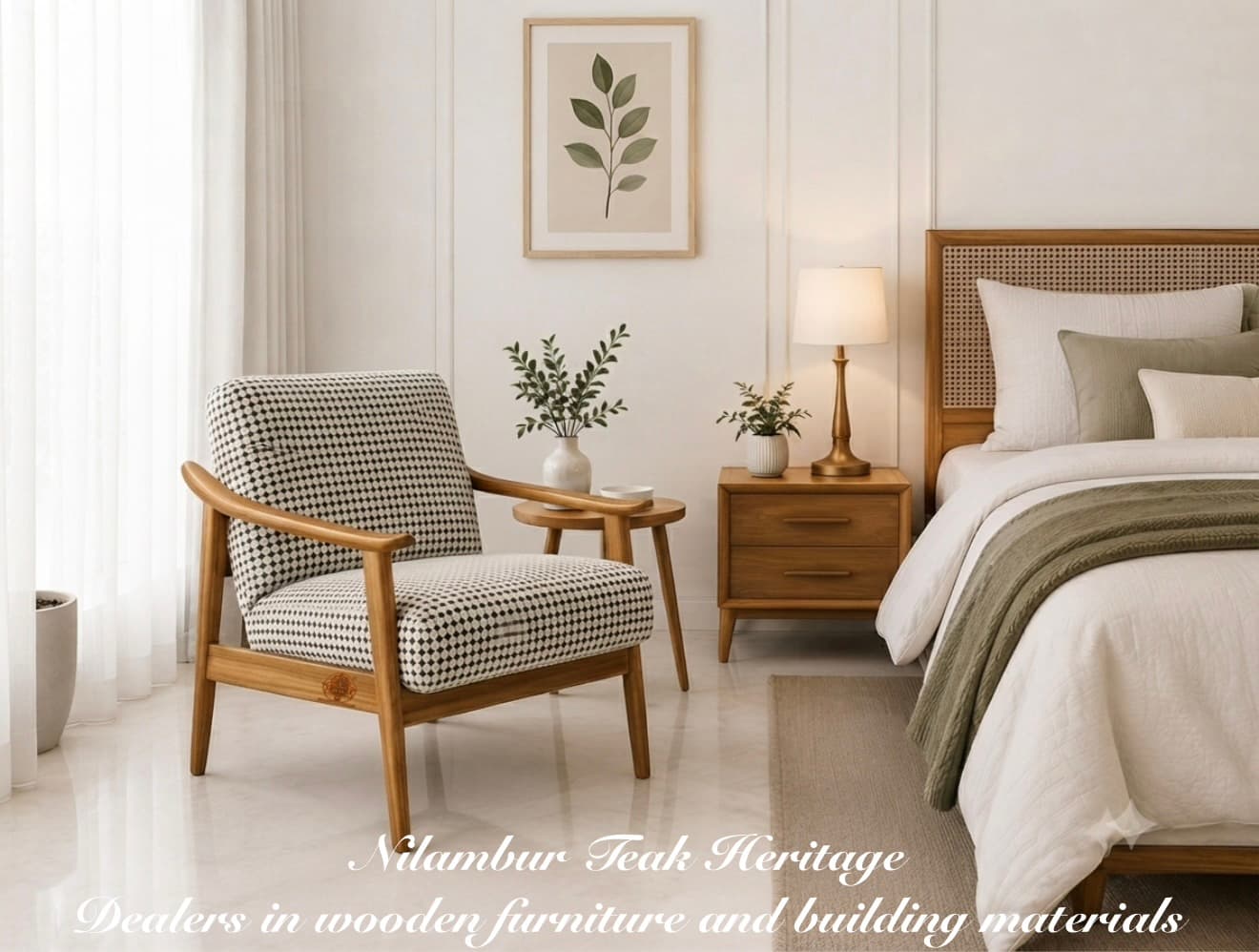 Patterned Upholstered Bedroom Armchair