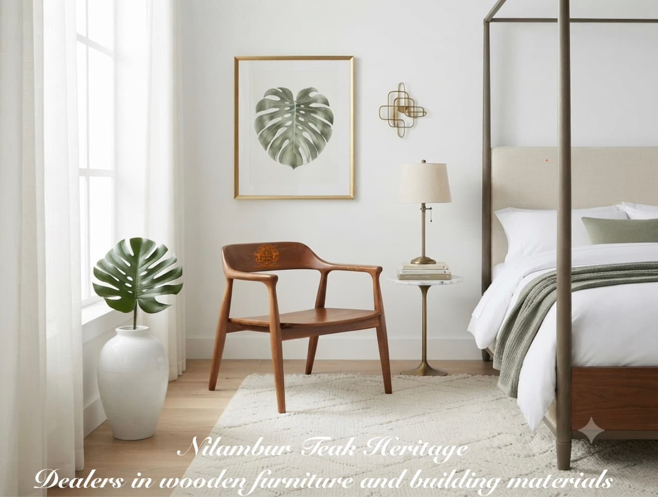 Solid Wood Curved-Back Bedroom Lounge Chair