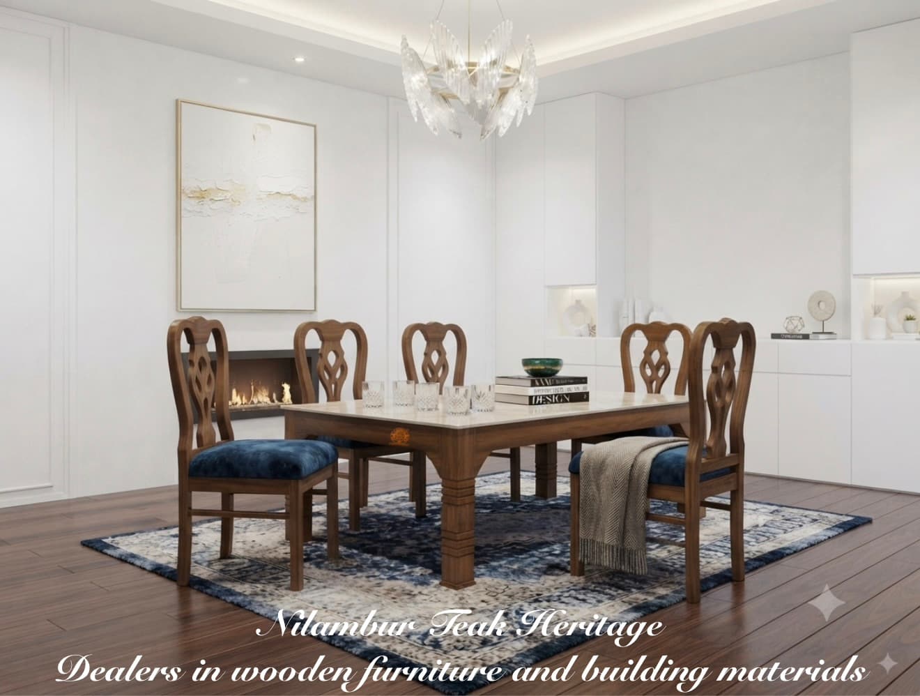 Regal Heritage Solid Wood Dining Set with Upholstered Chairs