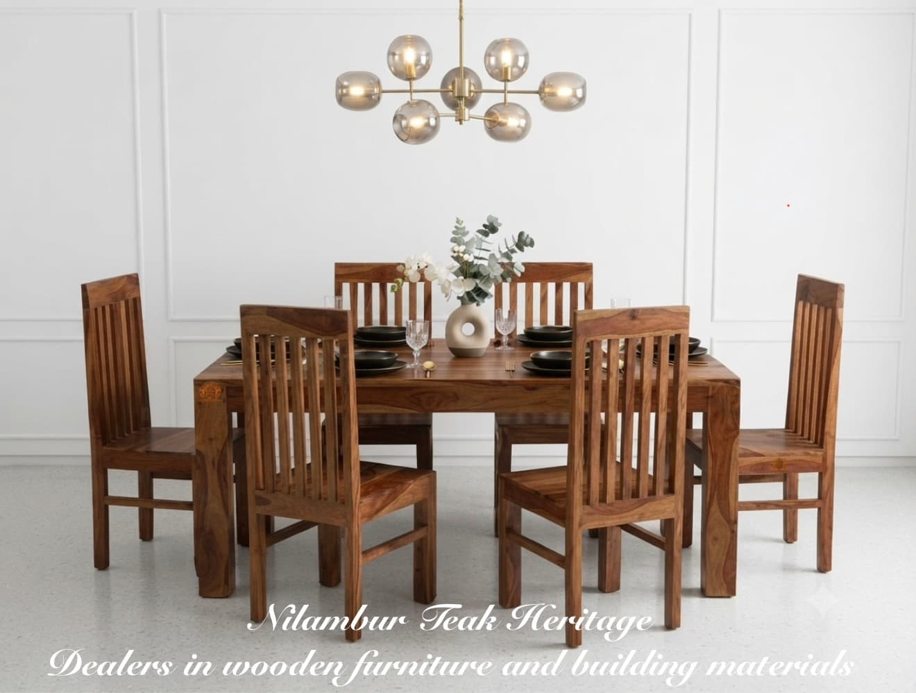 Classic Heritage Solid Wood Dining Set with Slanted Back Chairs