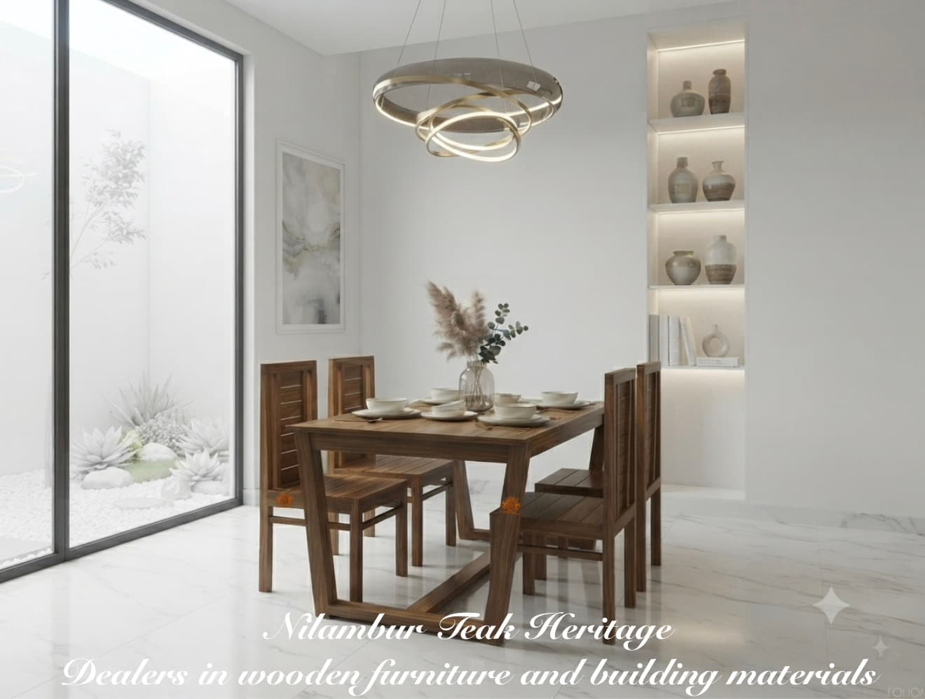 Horizon Modern Solid Wood Dining Set with Slanted Legs