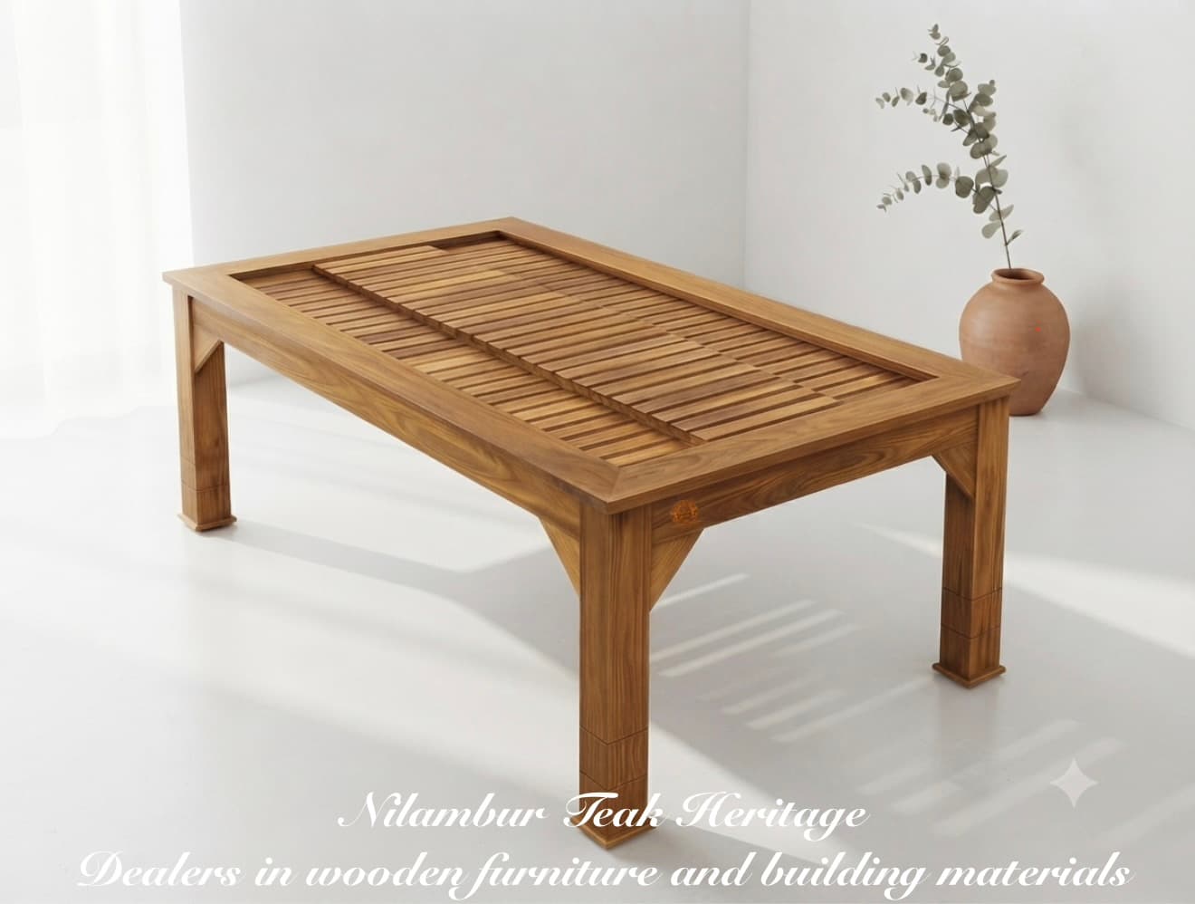 Symphony Slatted-Center Solid Wood Dining Table