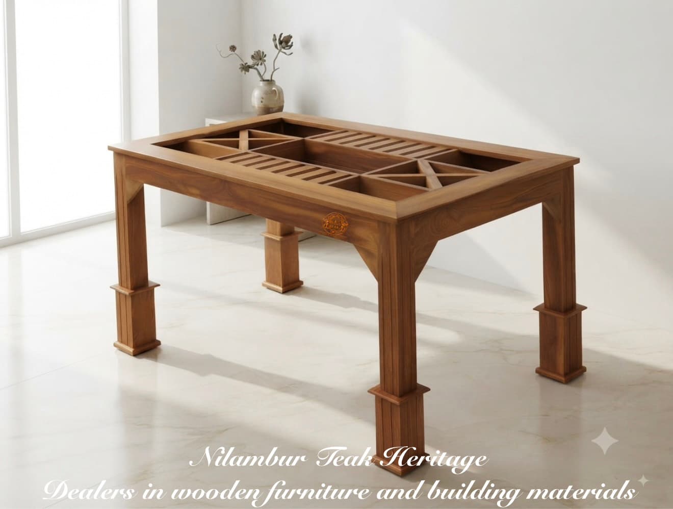 Artisan Compartmentalized Solid Wood Dining Table