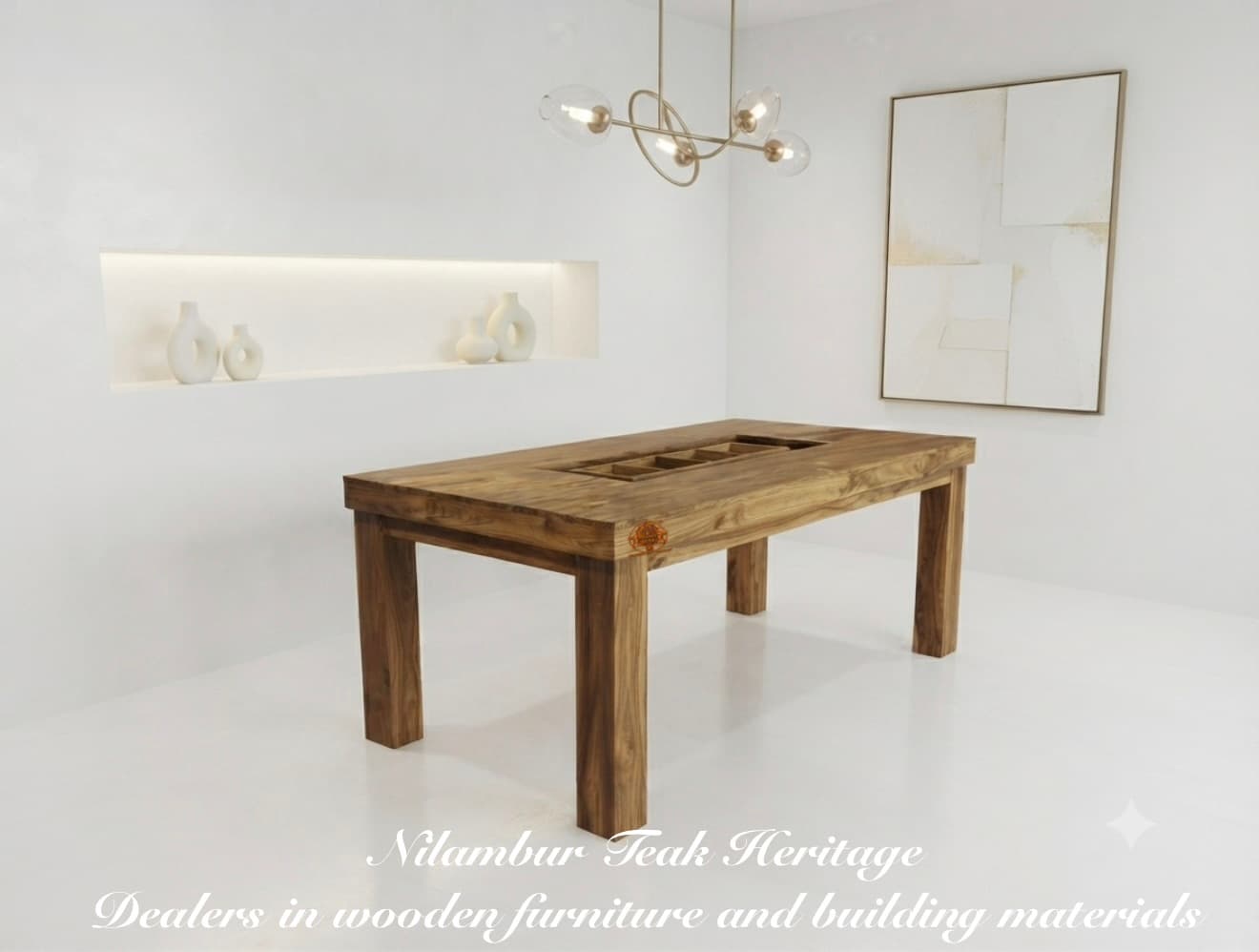 Centurion Solid Wood Dining Table with Recessed Center Grid