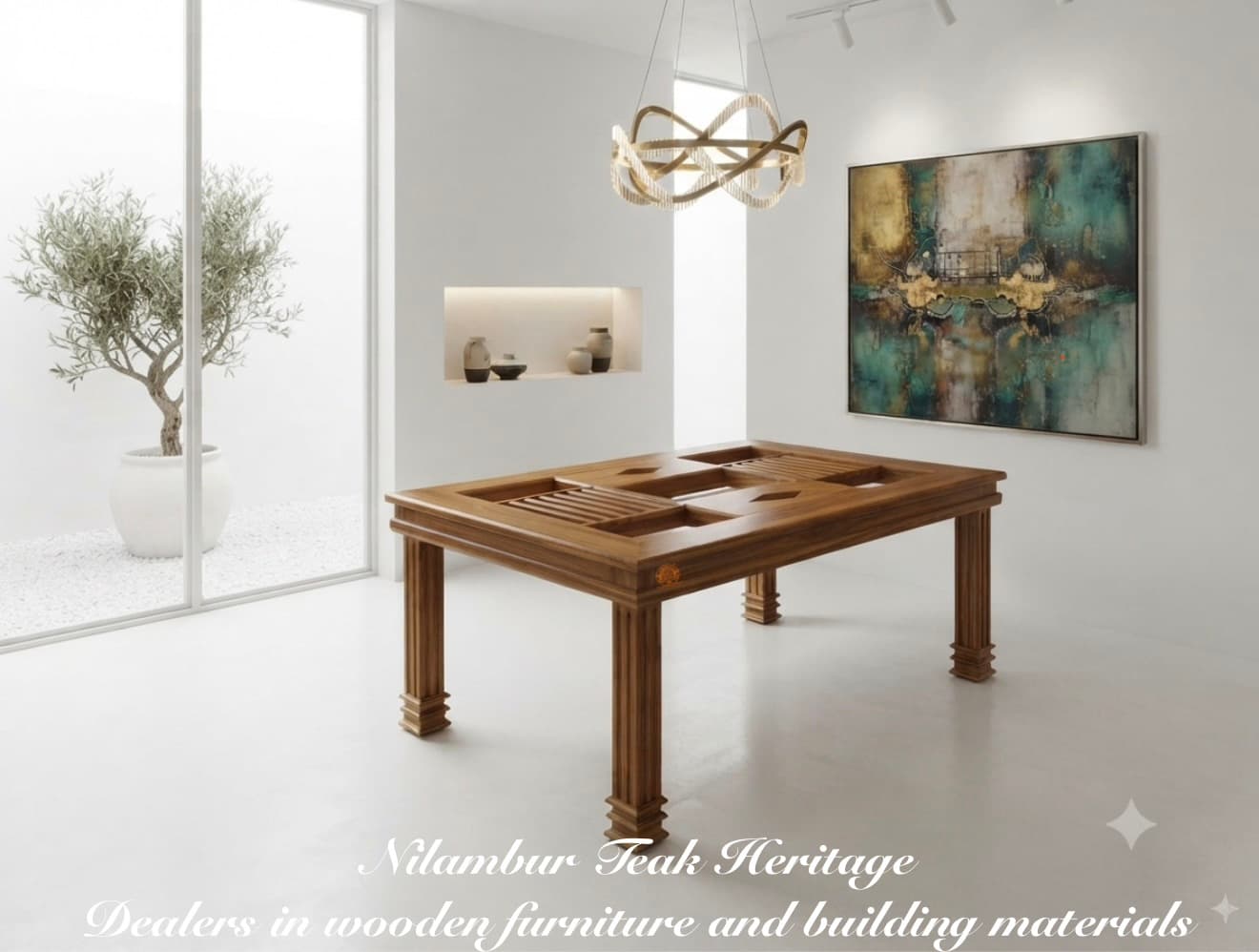 Grand Heritage Fluted-Leg Solid Wood Dining Table