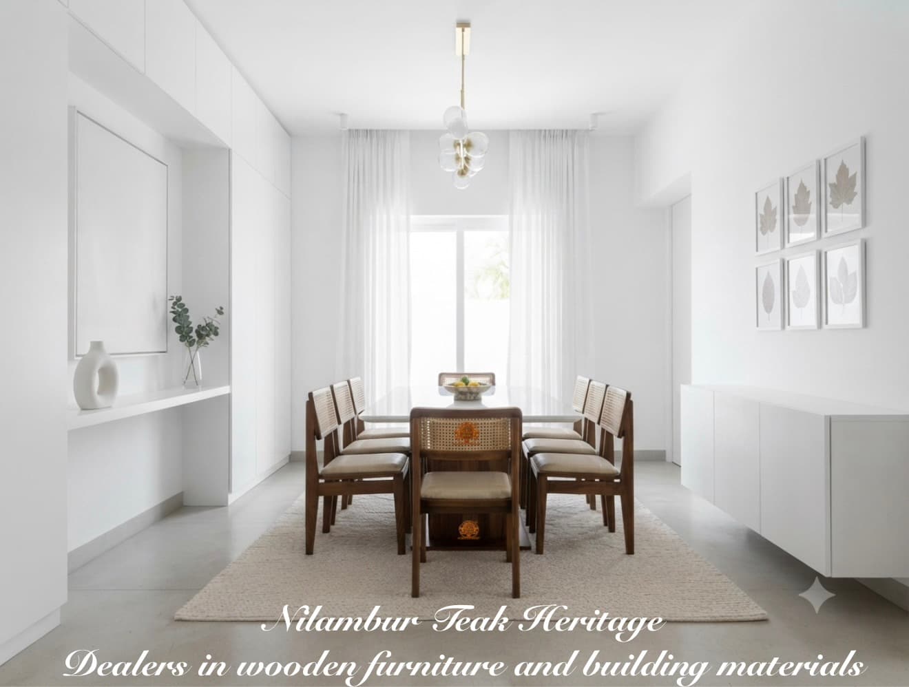 Serena Cane-Back Solid Wood Dining Set