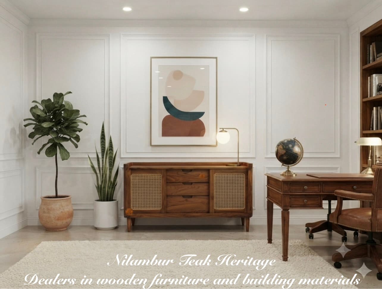 Executive Solid Teak Wood Bookshelf
