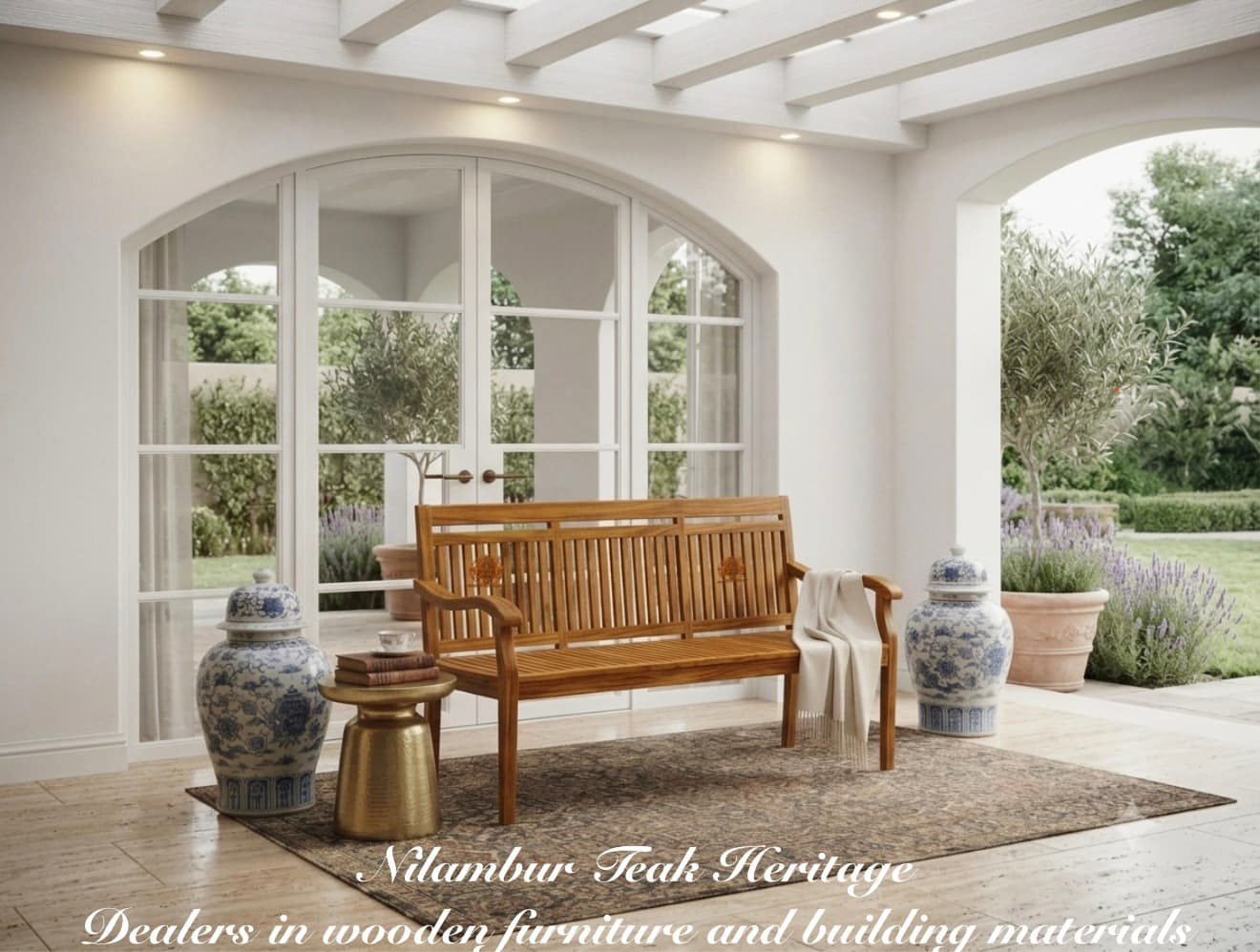 Heritage Triple-Panel Teak Sit-Out Bench