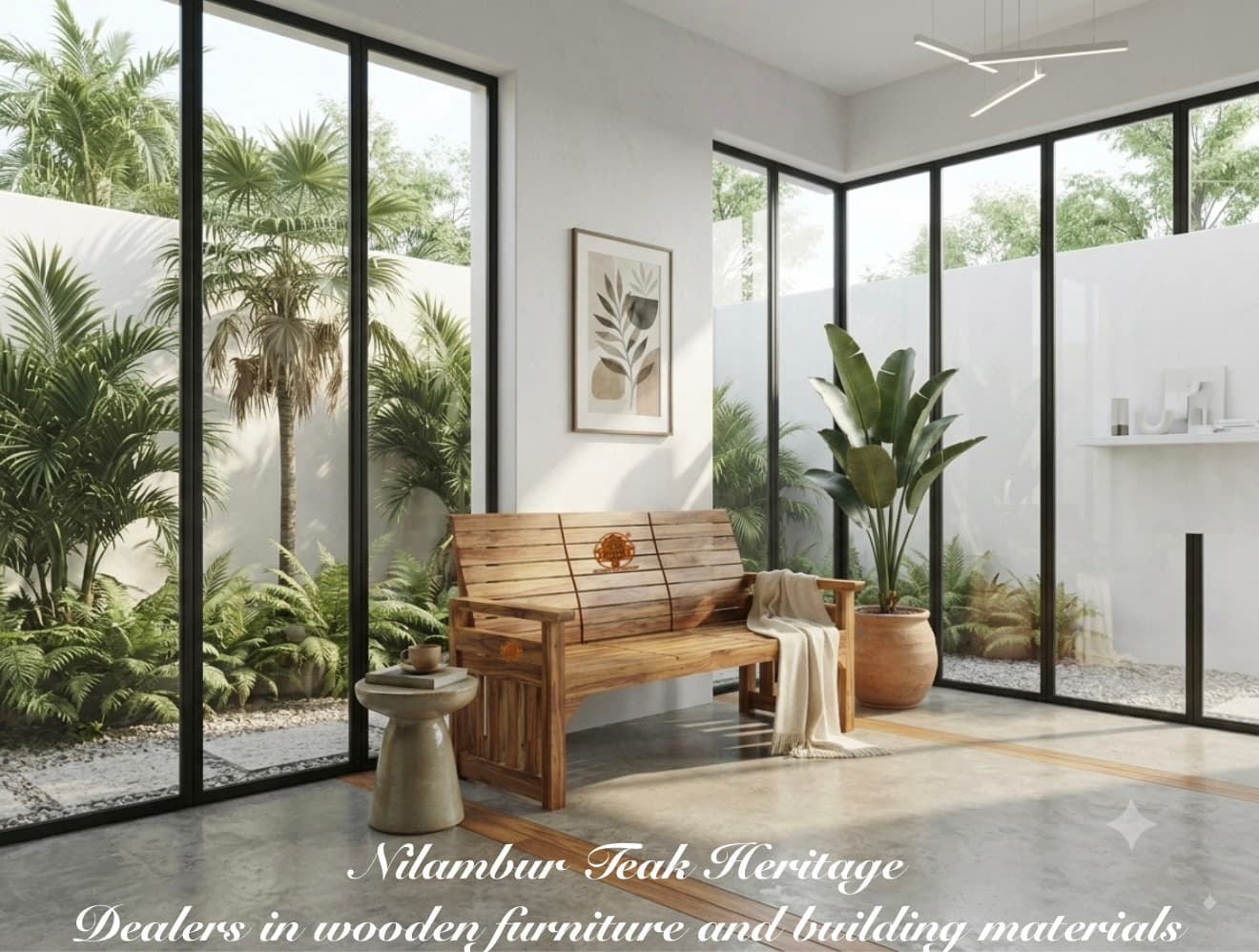 Veranda Tri-Panel Horizontal Teak Bench