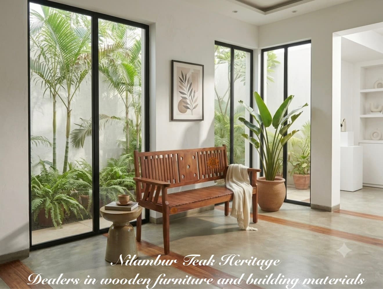 Artisan Circle-Medallion Solid Teak Sit-Out Bench