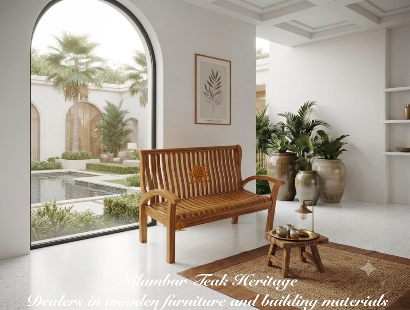 Crestwood Curved-Contour Solid Teak Sit-Out Bench