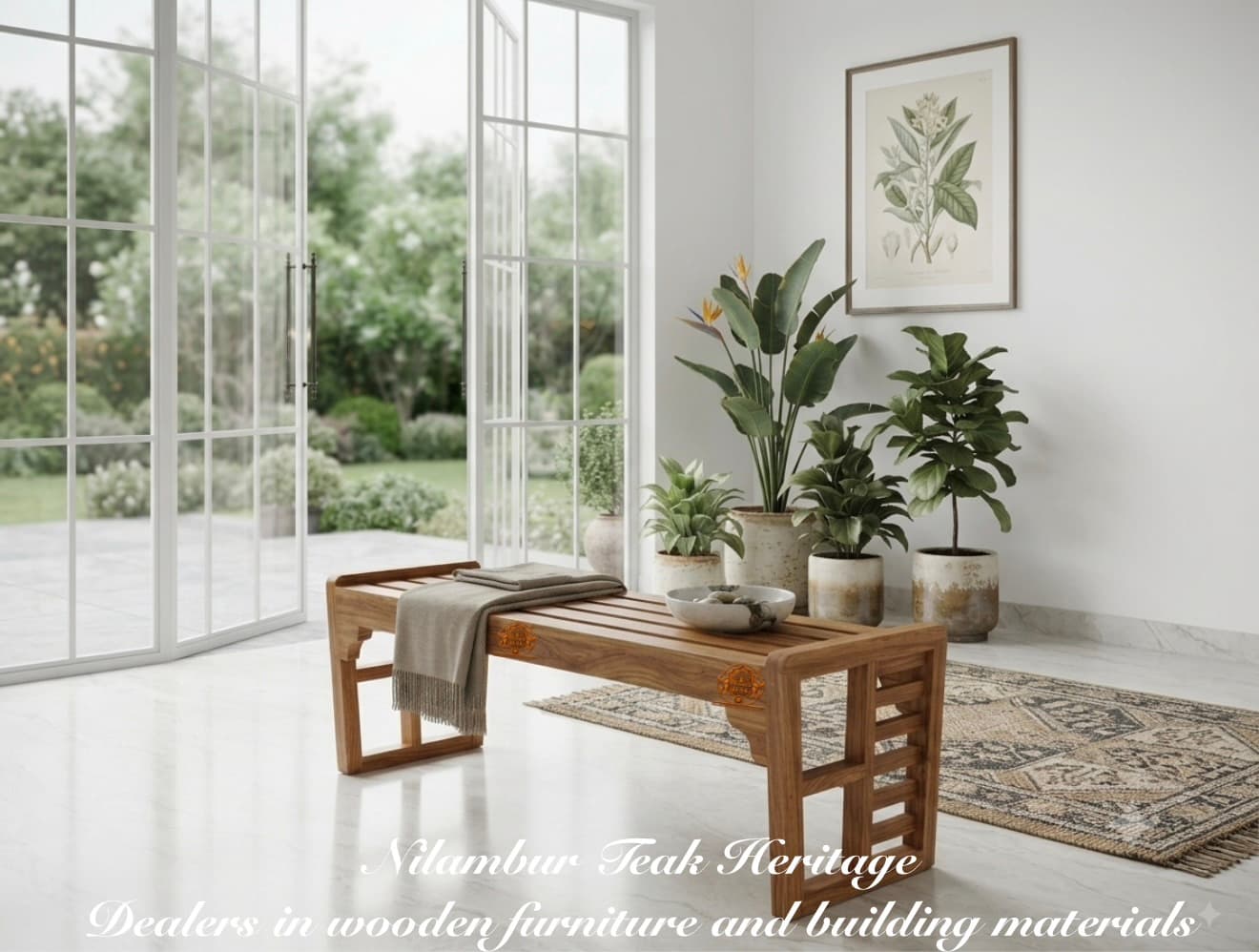 Horizon Low-Profile Solid Teak Backless Bench